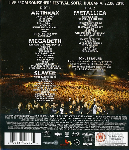 Metallica, Slayer, Megadeth, Anthrax: The Big 4 - Live from Sofia